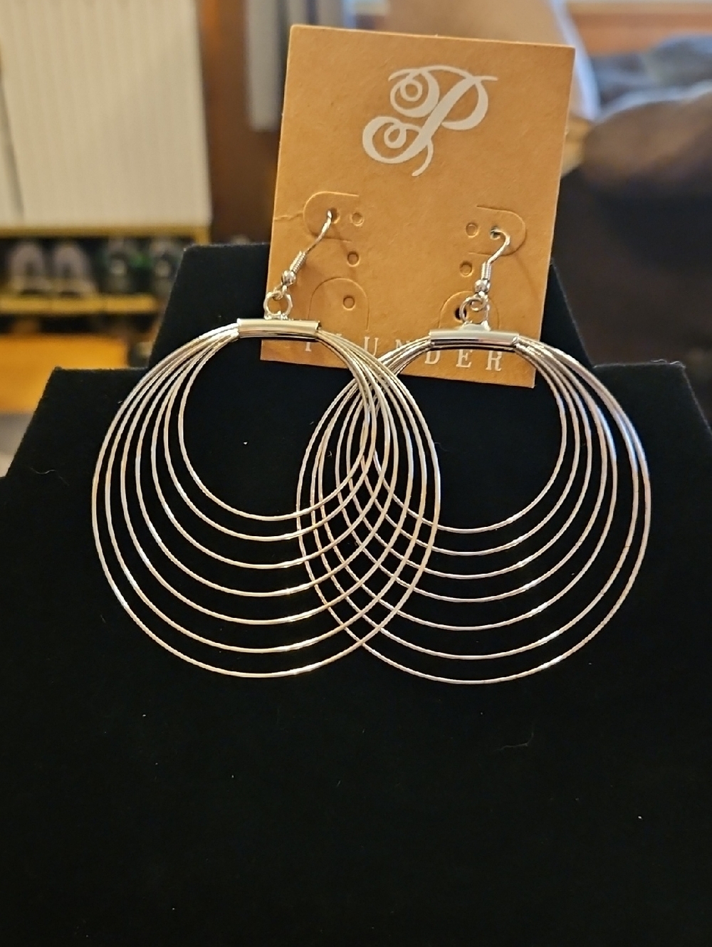 Plunder Silver Layered Multi-Hoop Drop Earrings
